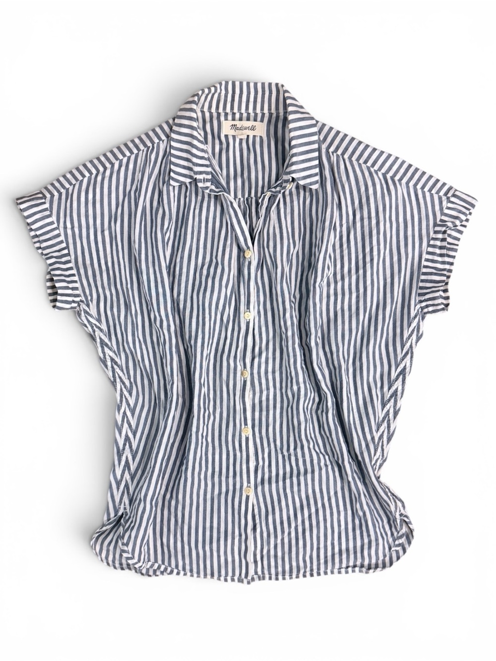 Madewell Blue White Stripe Oversized Cotton Button Front Shirt XXS